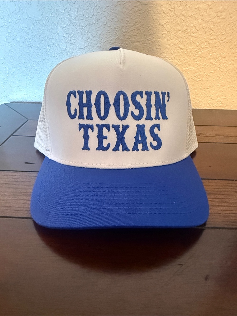Choosin' Texas Trucker Hat - White & Blue